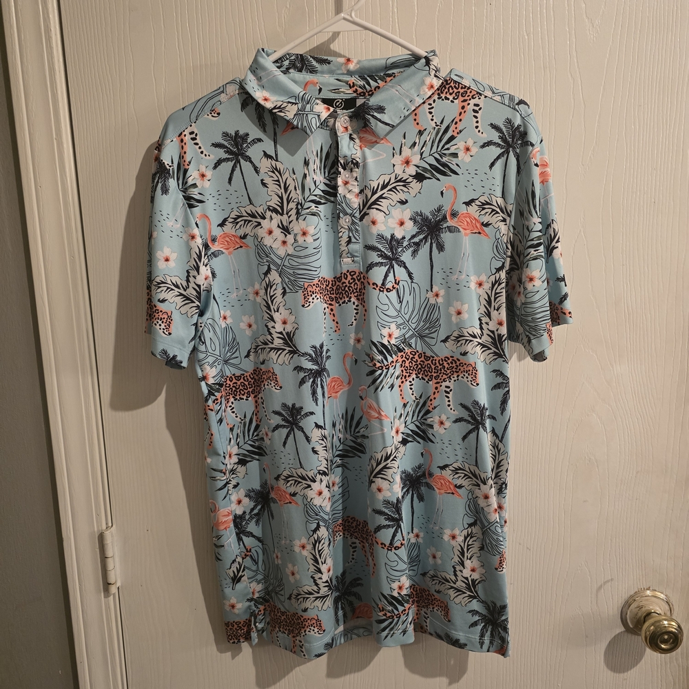 Tropical Print Men's Golf Shirt